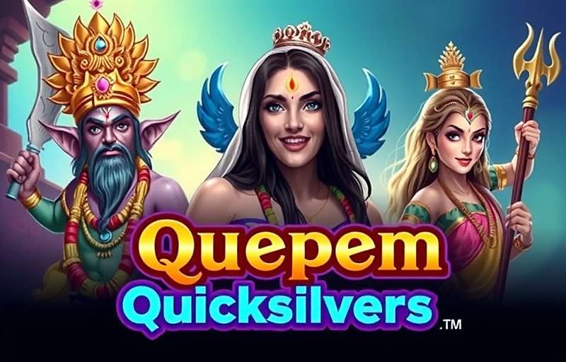 Quepem Quicksilvers game cover featuring vibrant Indian-themed graphics with mythological characters