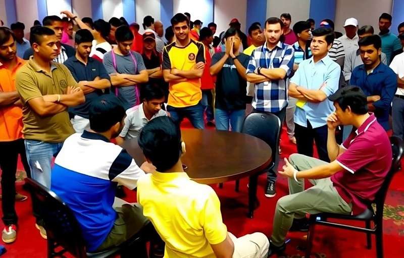 Quepem Quicksilvers players gathering at a local tournament in Mumbai with enthusiastic crowds